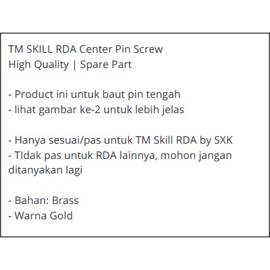 AN TM SKILL RDAx Center Pin Screw | sxk baut contact 510