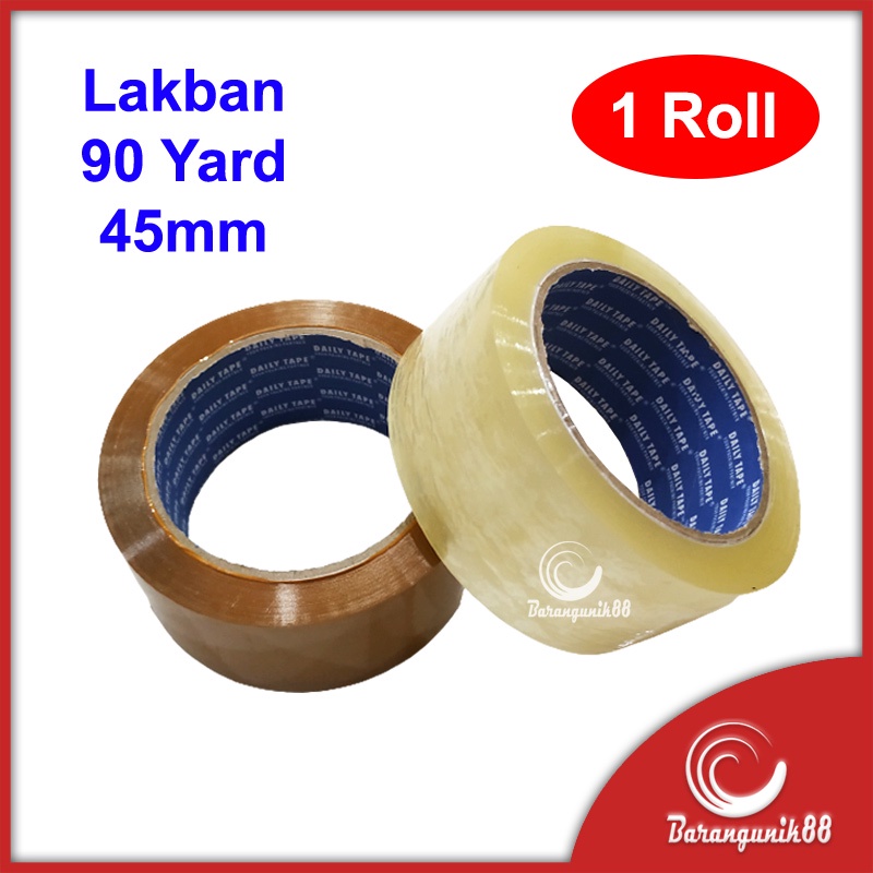 [90 Yard] Lakban 45mm Bening Putih Coklat Selotip Perekat OPP Packing Lem Daily Tape