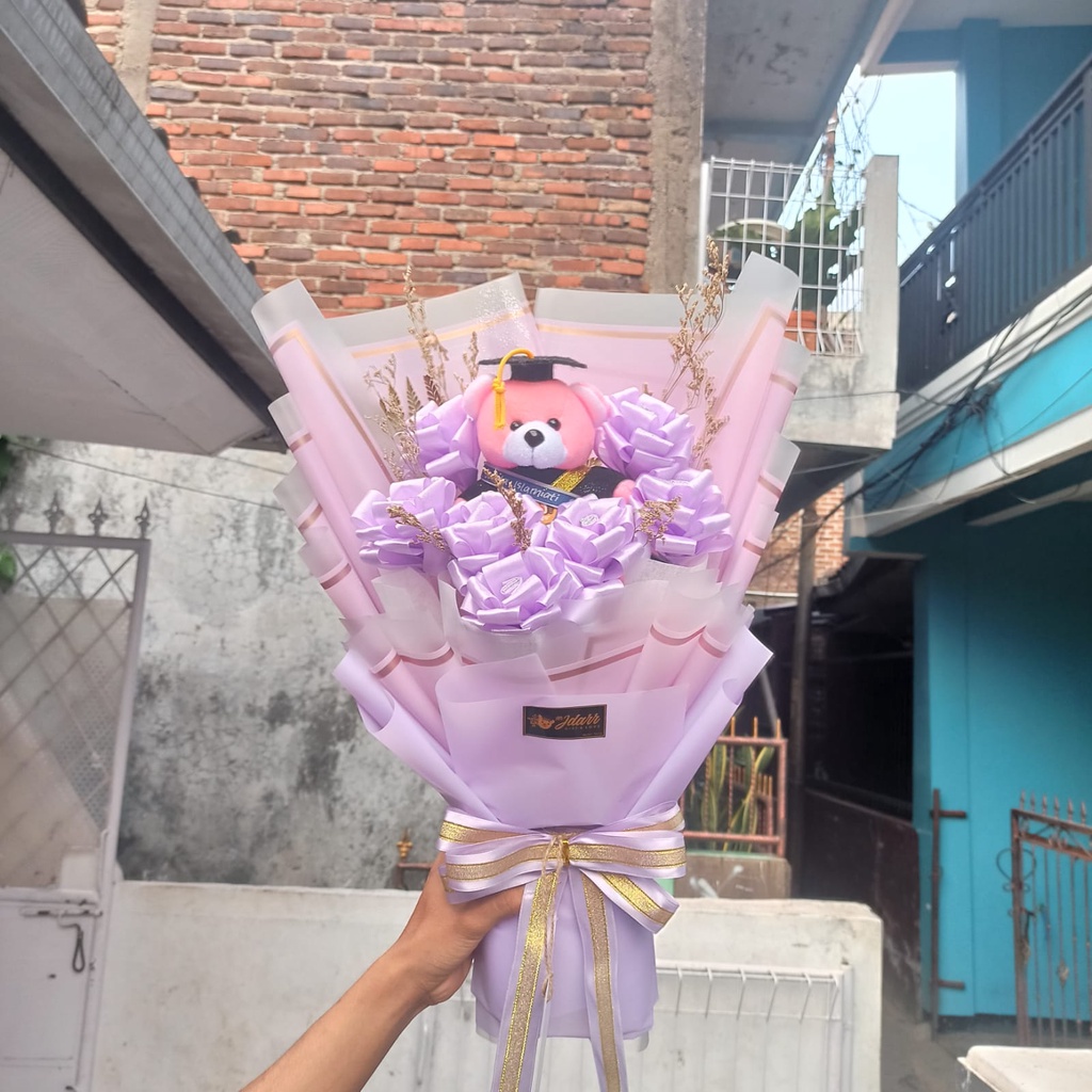 Bouket Boneka Wisuda Full Flower | Bella Bouket Boneka | Bouket Bunga | Premium