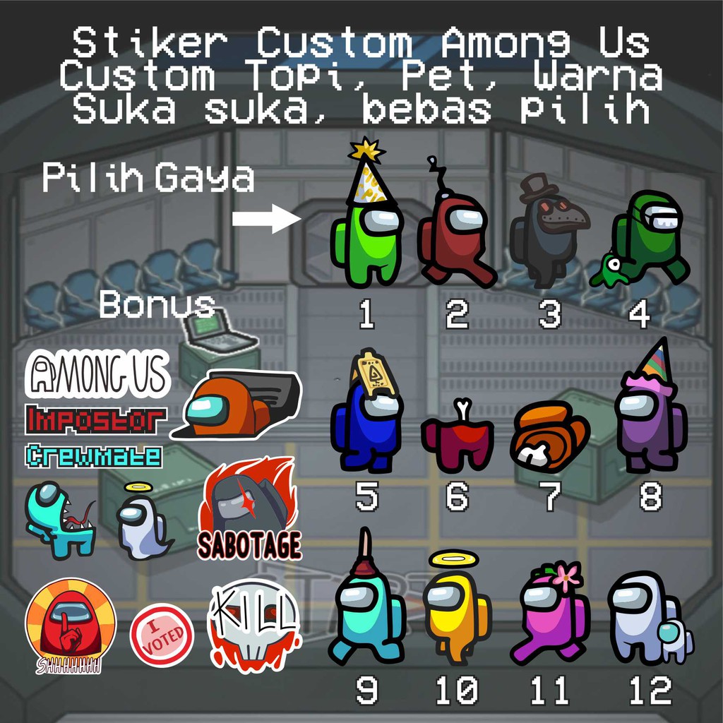 

Among Us CUSTOM Stiker Print Cut Anti Air