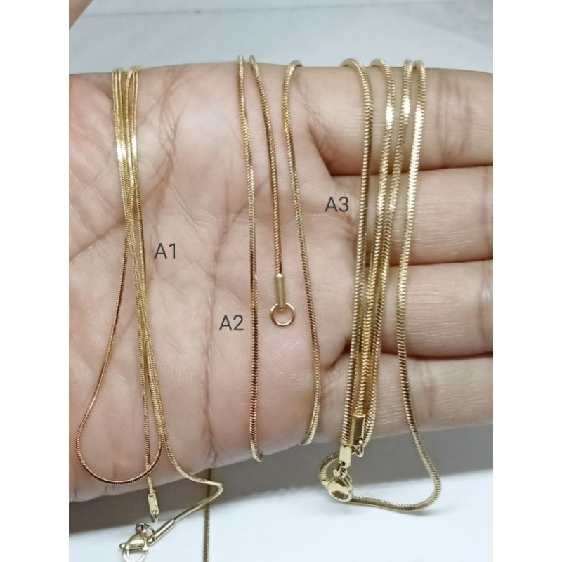 LA123. Kalung titanium wanita pria lapis titanium 60 cm