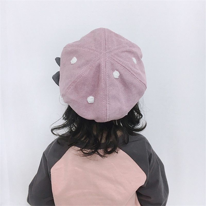 Topi Beret Girly Motif Pita Polkadot Timbul Gaya Retro Kekinian Klasik untuk Balita / Anak Perempuan High Quality CBKS VC