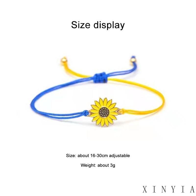 Xia.id Gelang Tangan Tali Woven Motif Bunga Matahari / Daisy / Daisy / Kuning / Biru Untuk Wanita