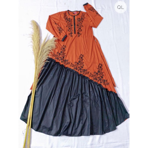 gamis bordir samping tuyobo