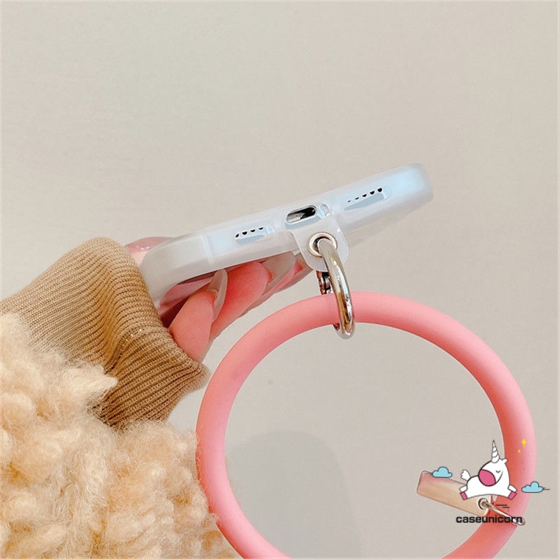 Tali Lanyard Gantungan Kunci Anti Hilang Bahan Silikon Warna Macaron Untuk Case Handphone Universal