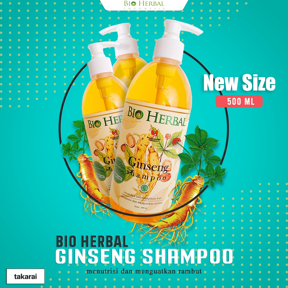 Takarai 500ml Shampo Ginseng Bio Herbal New Size dengan Ginsenosida Memberi Nutrisi Ekstra untuk Akar Rambut Tumbuh Lebih Kuat dalam 7 hari - ORIGINAL BPOM