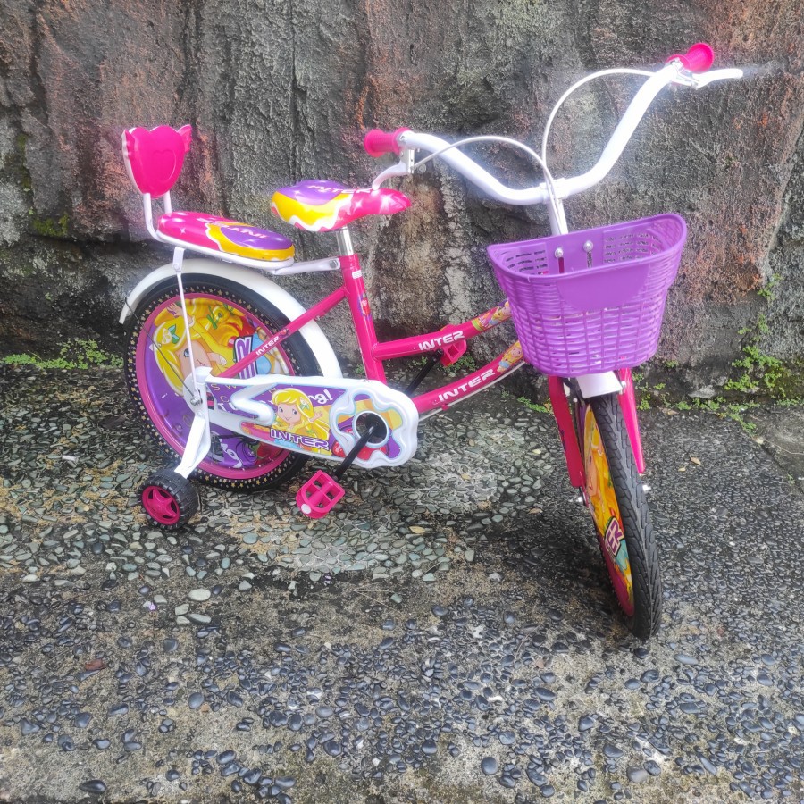 Sepeda Mini Anak Cewe Perempuan 18 inch Inter Bike Boncengan sandaran
