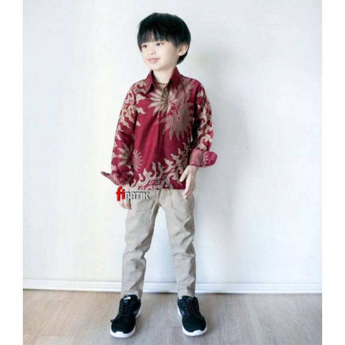 Kemeja Batik Anak Laki Laki M L XL XXL Baju Batik Anak Lengan Panjang Seragam Batik