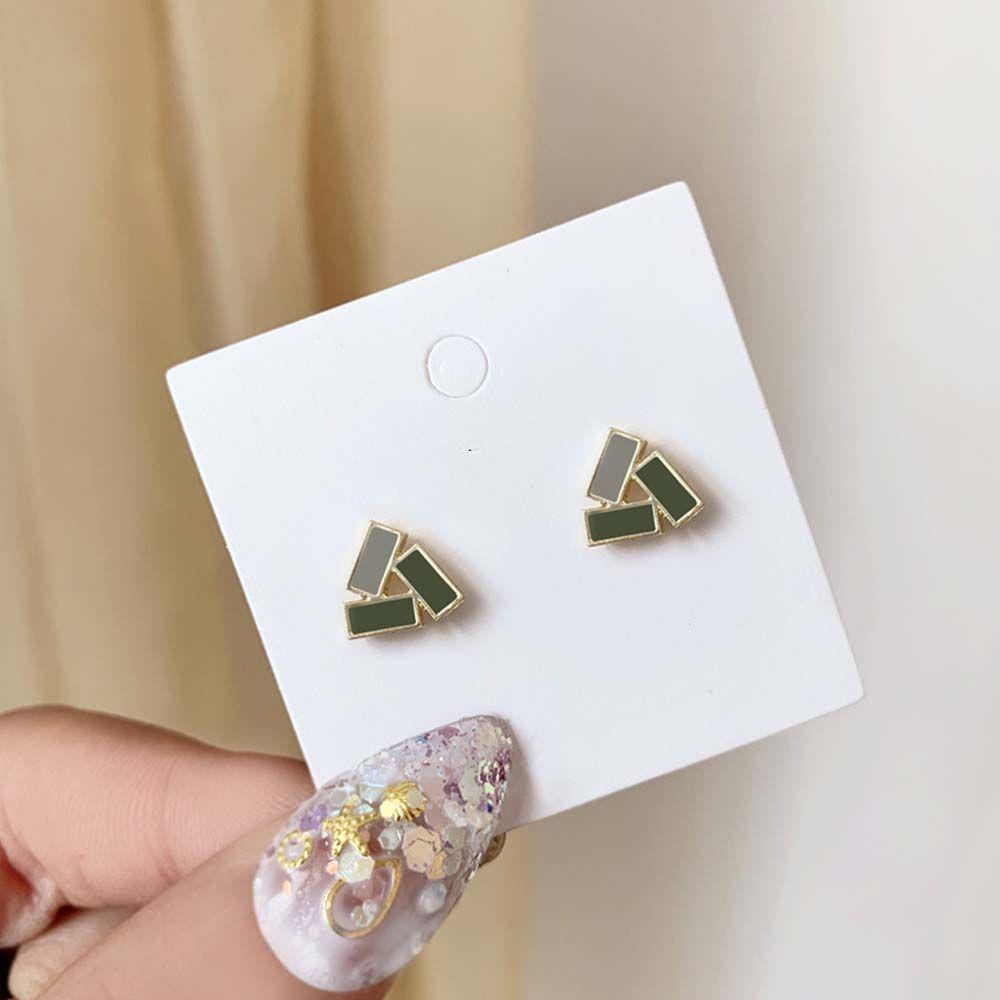 Anting Stud Bentuk Segitiga Geometris Gaya Retro Korea Untuk Wanita