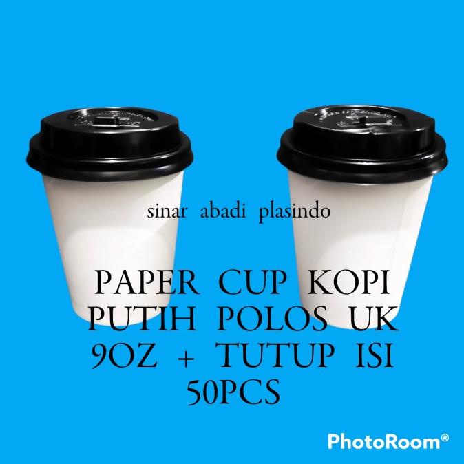 Jual _^_^_^] paper cup 9 oz + tutup gelas paper cup kopi putih isi ...