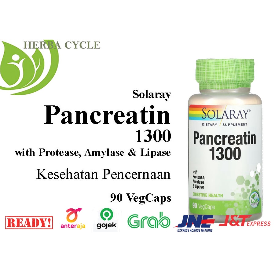 Solaray Pancreatin 1300 90 VegCaps Untuk Pencernaan ORI USA SOLARAY