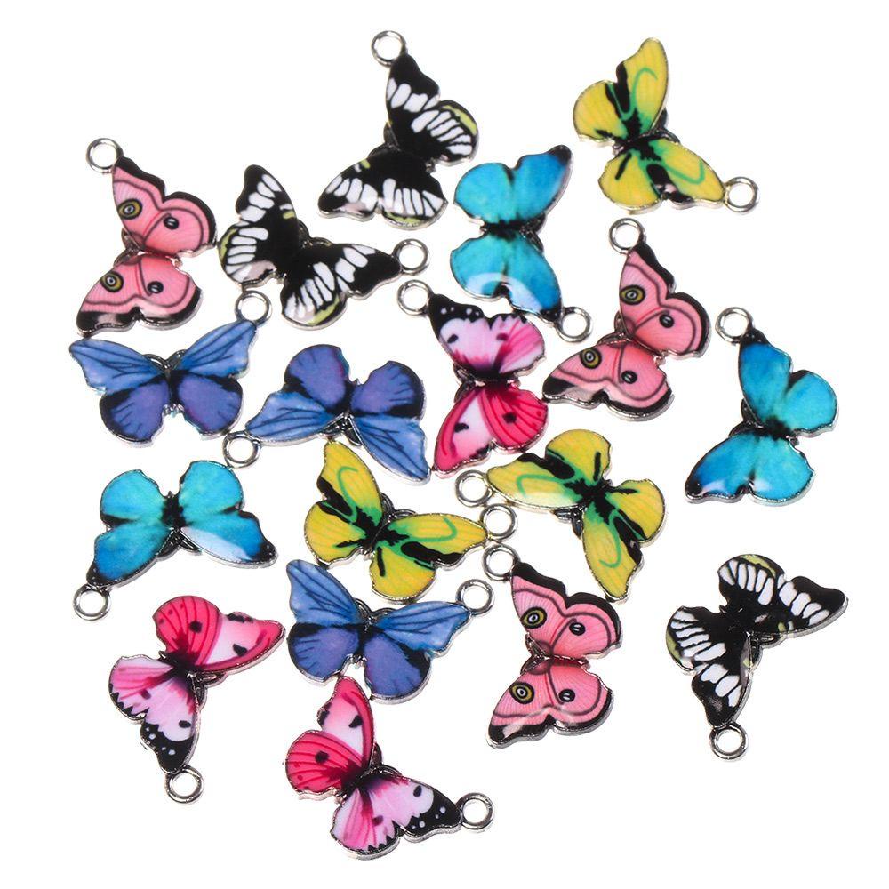 Preva 10PCS Butterfly Charms Fashion Kalung Gelang Anting Kerajinan DIY Aksesoris Hewan Lucu