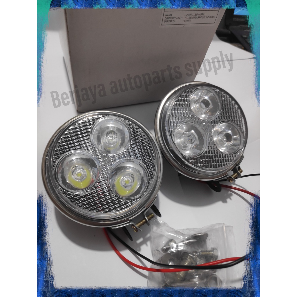 Foglamp LED 3" Lampu Kabut Bulat 3 inch Universal 12V Mobil motor 1 SET (2 PC)