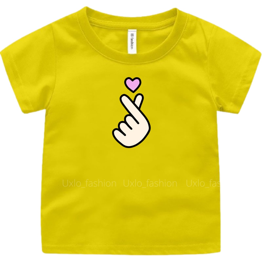 ATASAN BAJU KAOS ANAK PEREMPUAN DAN LAKI LAKI IDEAL USIA 2 3 4 5 6 7 8 9 TAHUN MOTIF SARANGHEO LOVE SIGN UKURAN S M L XL