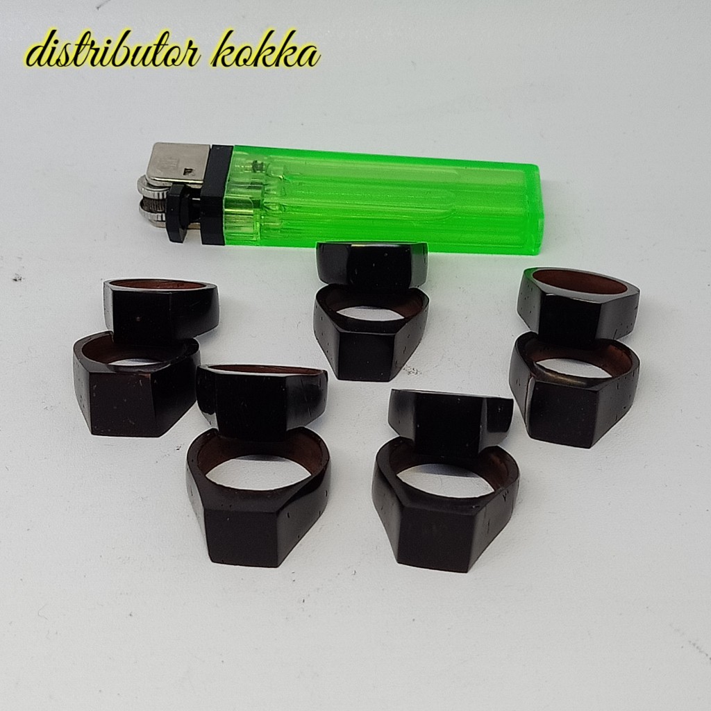 ( SUPER MURAH ) Paket hemat 10 pcs cincin kokka kaukah plat polos tebal hitam