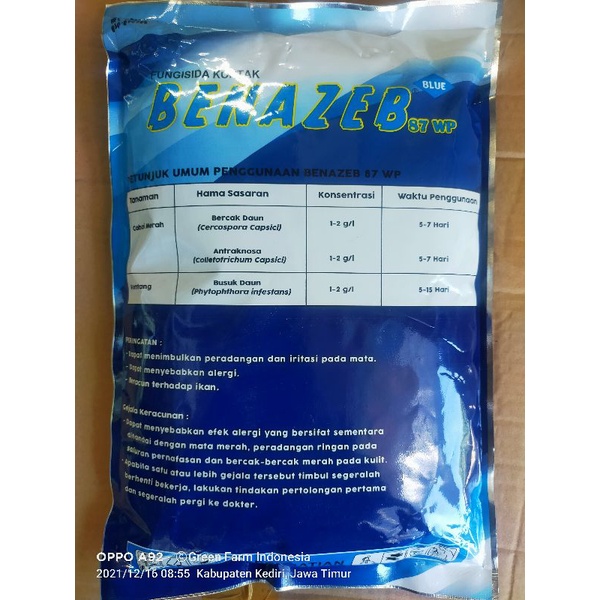 Fungisida Benazeb Blue 87wp Mancozeb Biru Kemasan 1kg Ampuh Atasi Bercak Jamur Patek Antraknosa Cacar