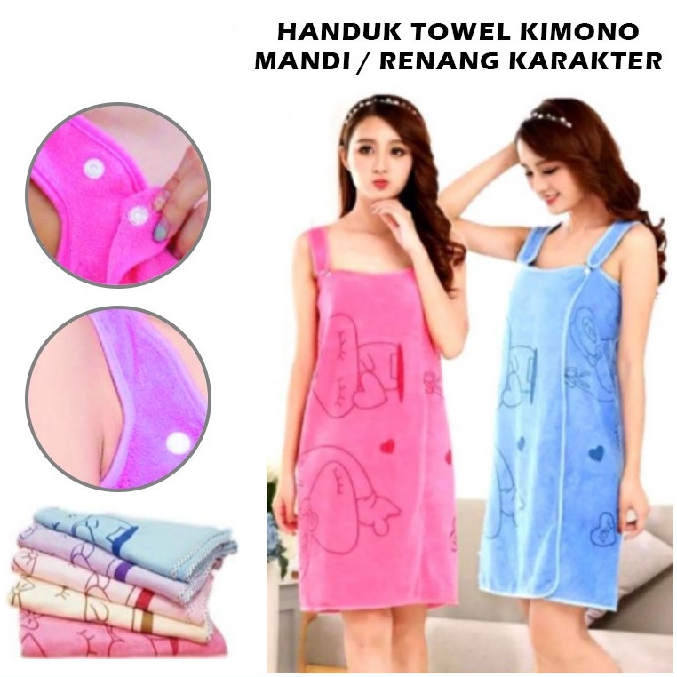 Handuk Baju Wearable Towel Kimono Handuk Renang Mandi Karakter 0787