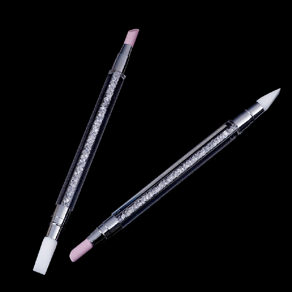 Infiniteforce.id 1Pc pen stick Silikon quartz Kepala Ganda Penghilang Kutikula Untuk nail art