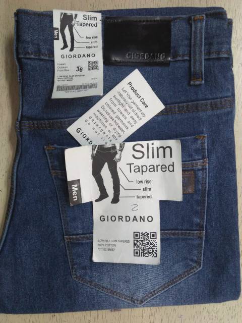 Celana jeans Pria Biru wash slim fit