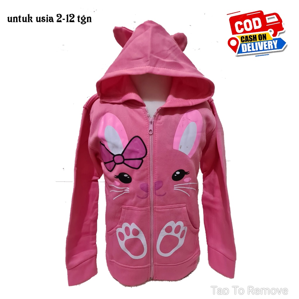 Jaket Kuping Anak Perempuan Cewek Jaket Anak Perempuan Karakter Cantik Lucu Usia Umur Paud TK SD SMP 1 2 3 4 5 6 7 8 9 0 Tahun-3