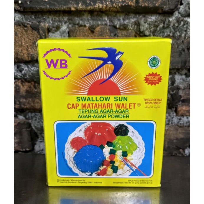 

tepung agar agar plain swallow sun 7gr per box