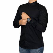 KEMEJA PRIA POLOS HITAM LENGAN PANJANG SLIM FIT CASUAL / KEMEJA PRIA KANTOR POLOS  M , L , XL