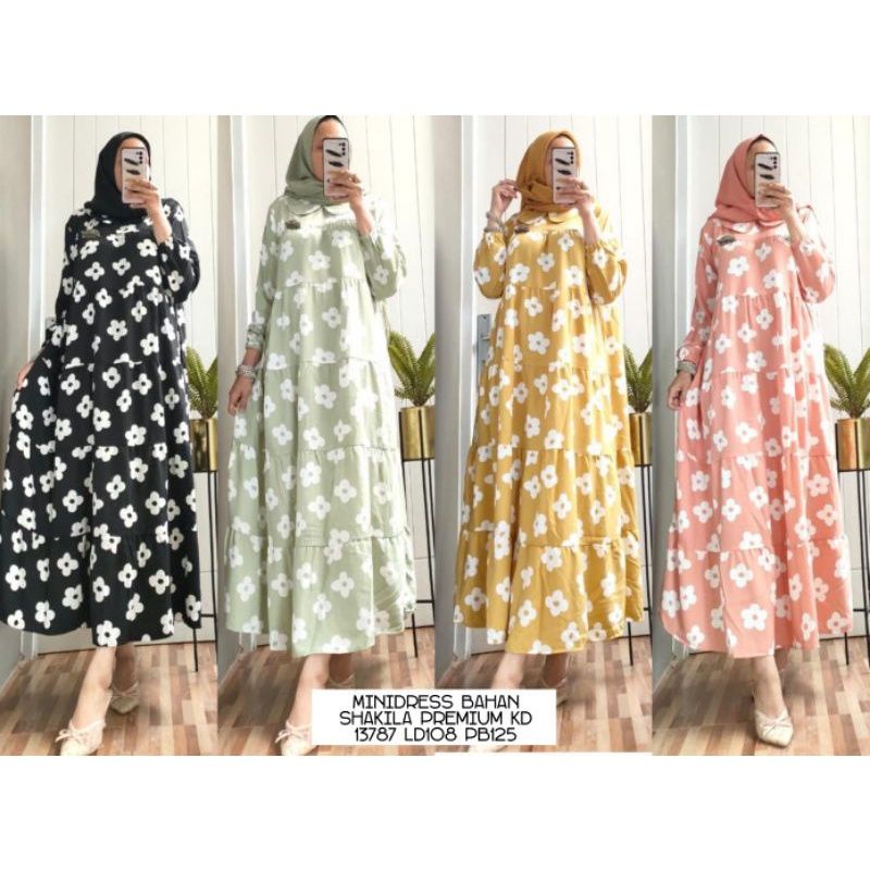 Midi Dress Tunik Umpak Rempel Shakila Motif Bunga Poshgirl (Uptofemale Uptofemalefashion)