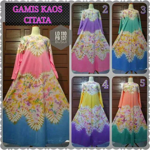 gamis kaos citata/gamis kaos pelangi/gamis kaos combed