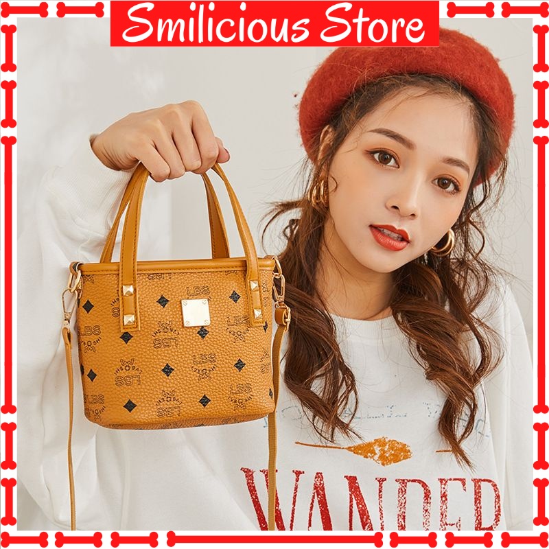 Tas Wanita Selempang Motif Retro Woman Handle Bag Warna Merah Hitam Coklat Impor Asli Tas Mini A52