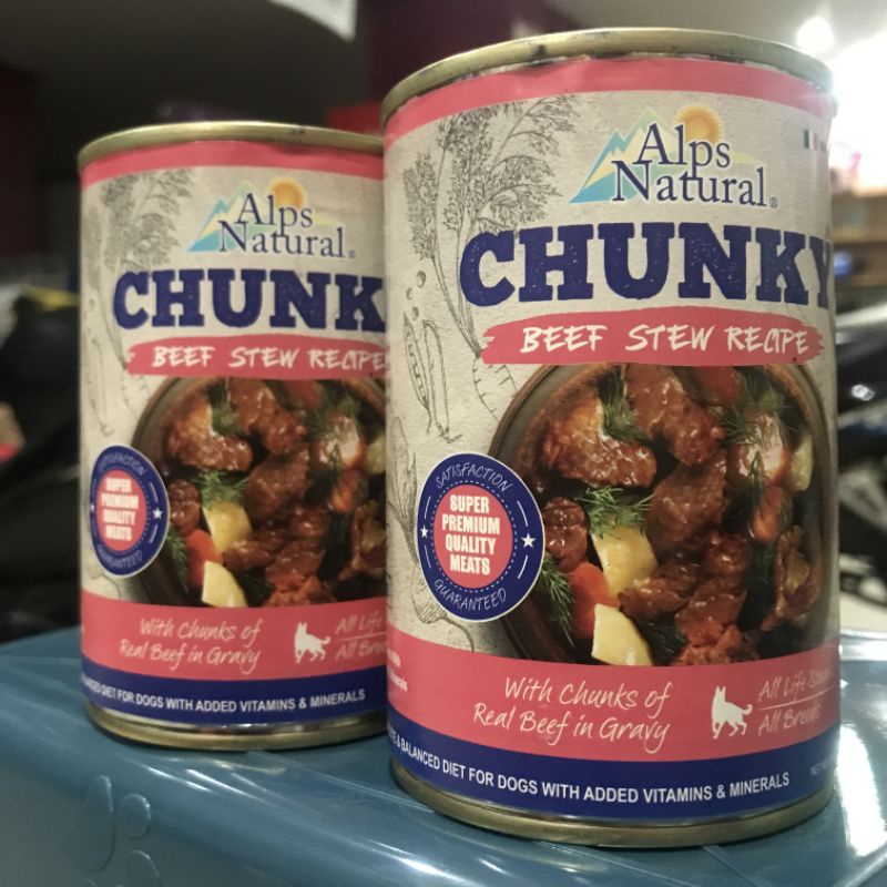 Alps Natural Chunky Kaleng 400gr Makanan Basah Anjing - Beef In Gravy