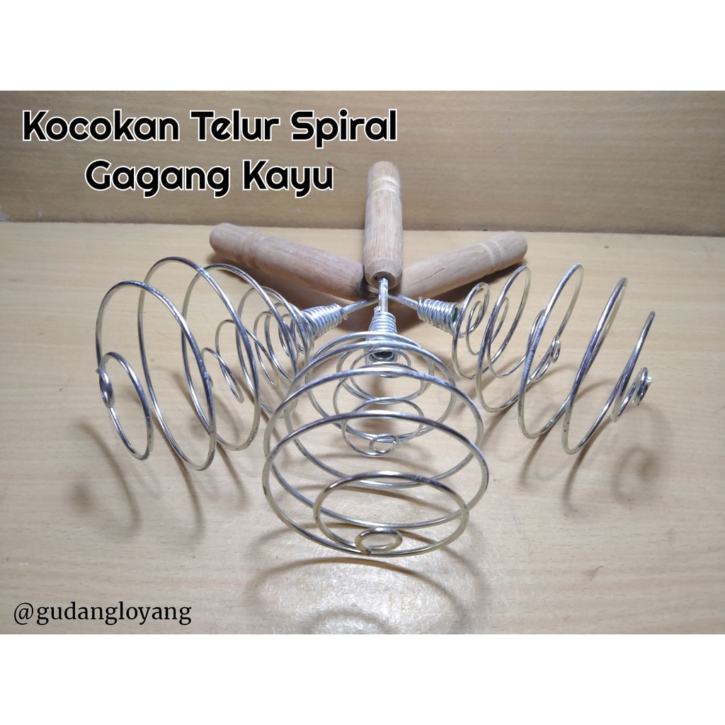 Kocokan Telur Spiral Kocokan Telur Gagang Kayu