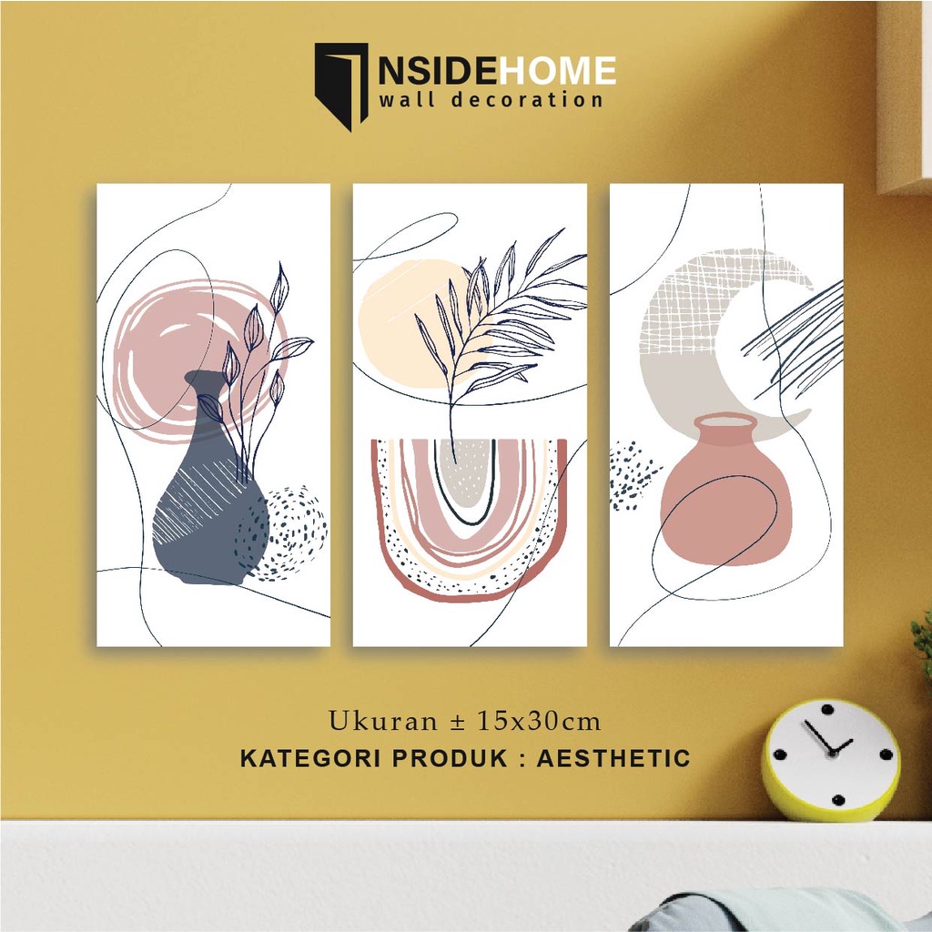 Hiasan Dinding Estetik Poster Kayu MDF Motif Guci Boho Wall Decor Aesthetic Abstract Bohemian Pajang