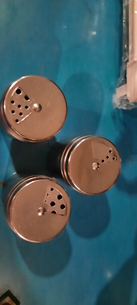 Spice Jar Tempat Bumbu Dapur Stainless Anti Karat Tutup Putar 3 In 1 Garam Gula Merica