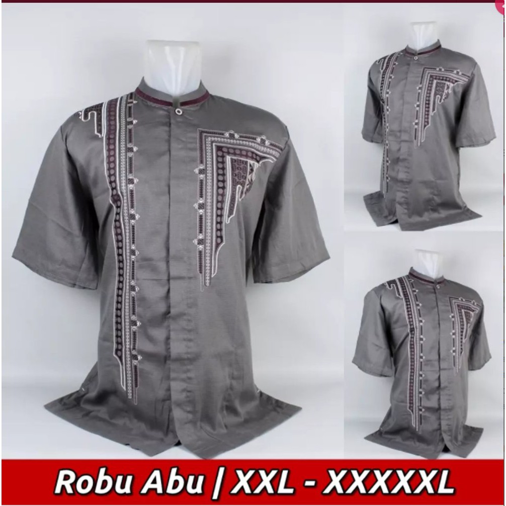 BAGUS Baju Koko Pria Dewasa Bordir Modern Muslim Abii Lengan Panjang STOK TERBATAS