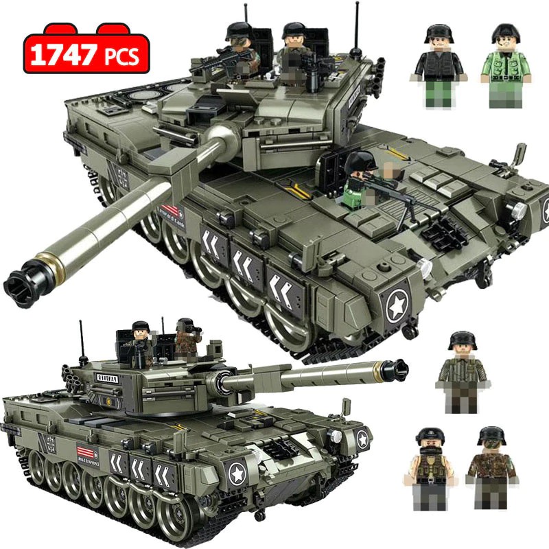 Mainan Lego 1747 Pcs Leopard 2 Main Battle Tank Model Building Blocks Compatible Legoingly Military