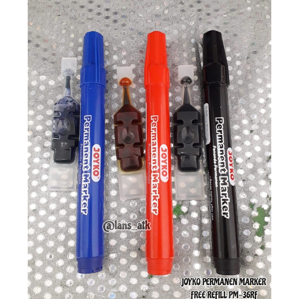 

Joyko Permanent Marker Spidol Permanen Round Tip Free Refill PM-34