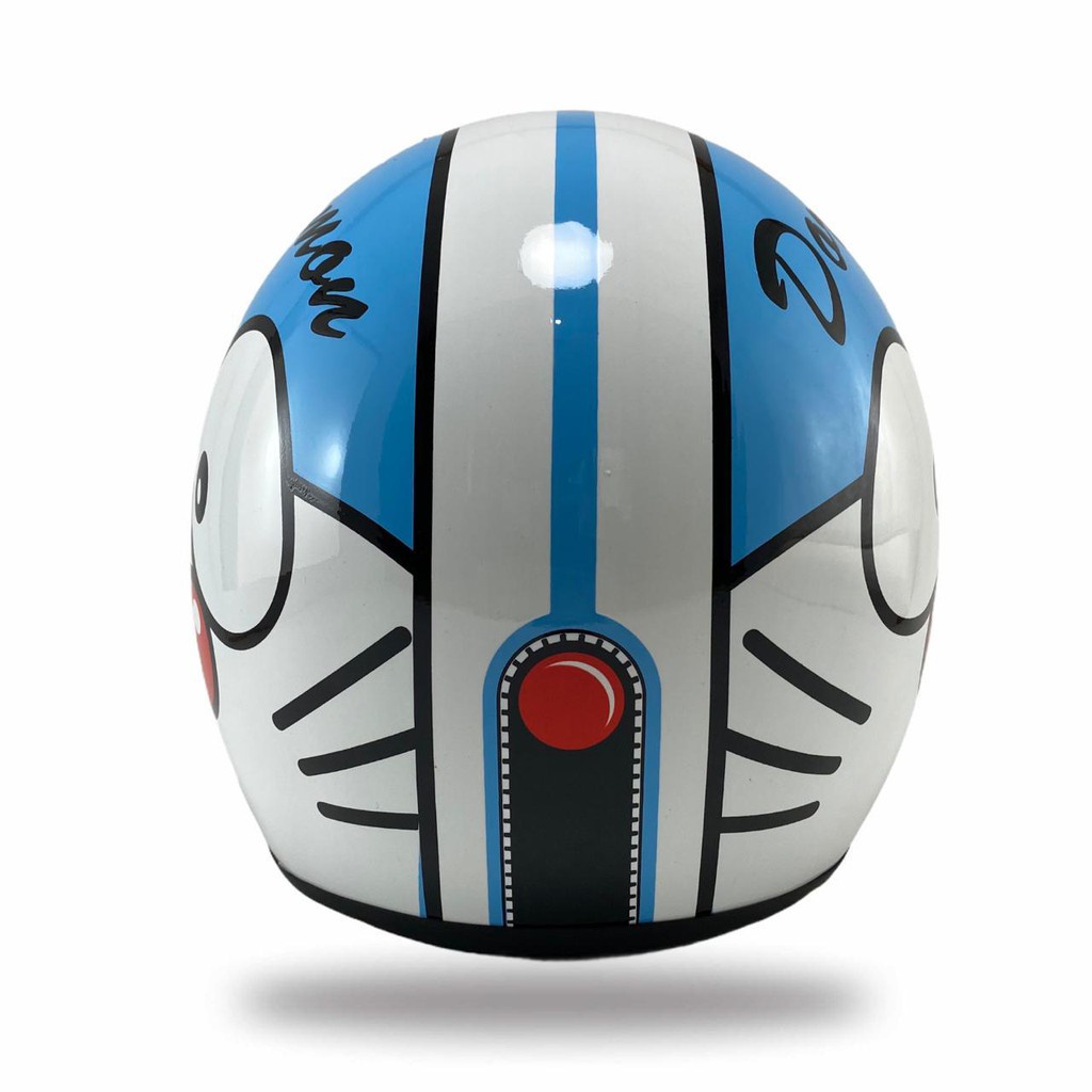 Helm Bogo Dewasa Motif DORAEMON Warna Pastel Motor Sni Helem Retro KACA DATAR HITAM