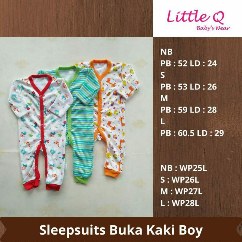 LittleQ 3pcs sleepsuits tutup kaki oblong