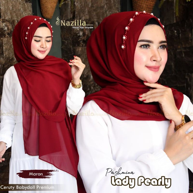 ORIGINAL NAZILLA Jilbab Pashmina Instan Tali Lady Pearly