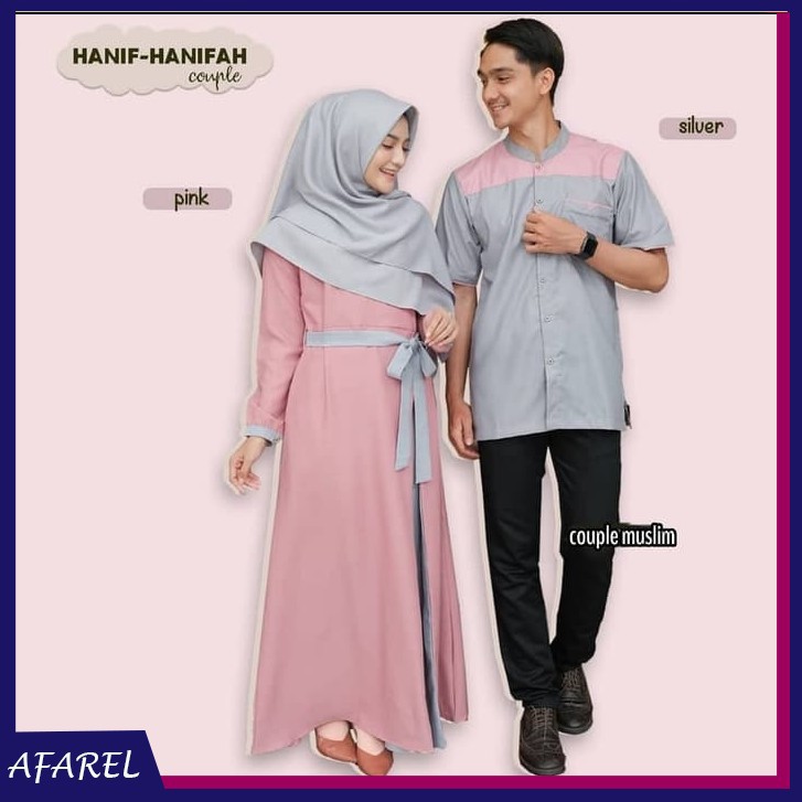 Baju Couple Set Busana Muslim Pria dan Wanita Gamis Pasangan Murah Suami Istri Syari Kekinian Modern