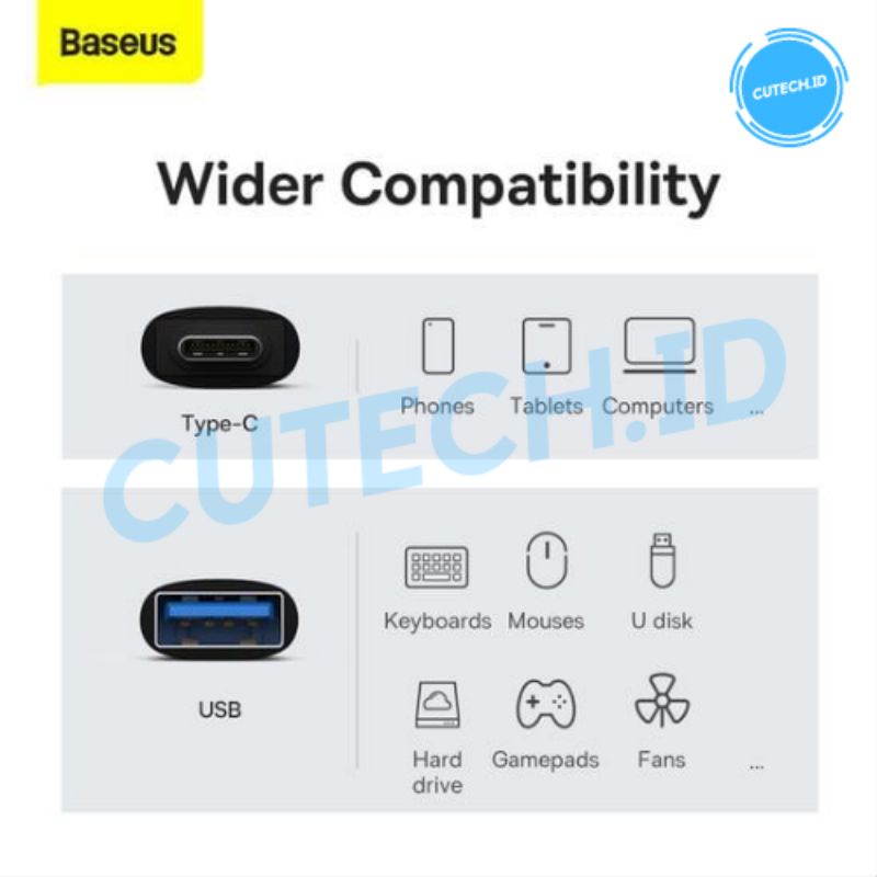 BASEUS INGENUITY CONVERTER MINI OTG USB FEMALE TO TYPE C MALE ADAPTER