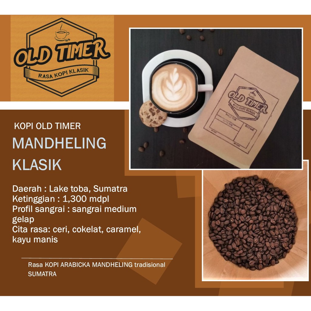 

Kopi 100% arabika murni Sumatra Mandheling 200 gr premium coffee bean biji / bubuk Old Timer