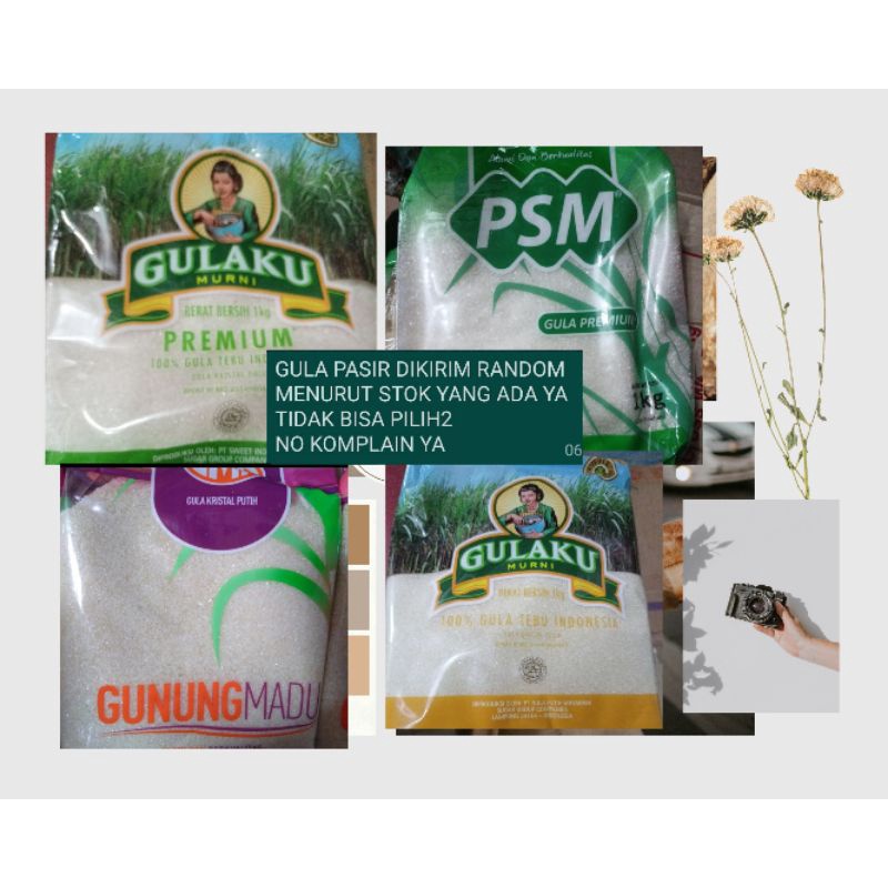 

gula pasir 1kg DIKIRIM RANDOM tergantung stok ya