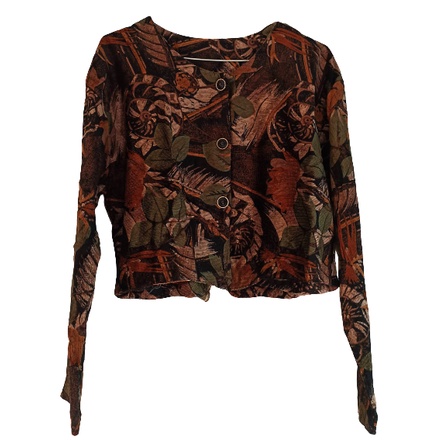 PRELOVED Outer Jaket Coklat Bunga Wanita