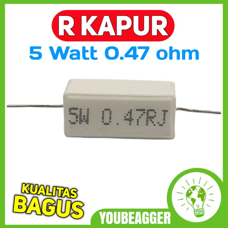 Resistor kapur 5W 0.47RJ Resistor 5 watt 0.47 ohm