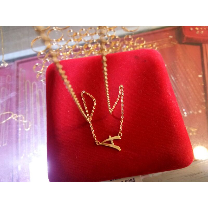 Kalung inisial nama emas asli kadar 700 (A-Z)gold atau kuning