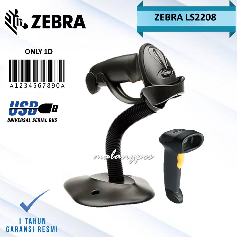 Barcode Scanner Zebra Symbol LS2208/LS 2208/LS-2208 Autoscan+Stand