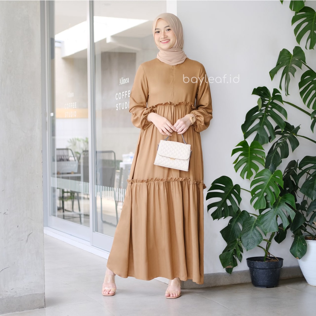 Bayleaf.id Ziaa Basic Maxi Dress Rayon / Dress Gamis Wanita Busui Big Size