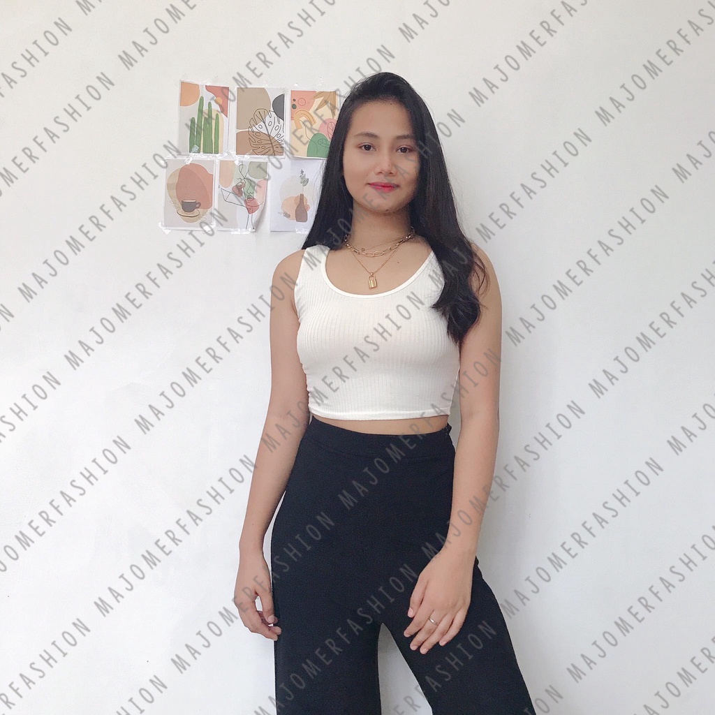 MAJOMER ® | CURVE KNIT RIB TANK TOP - CROP TOP KOREA-PUTIH