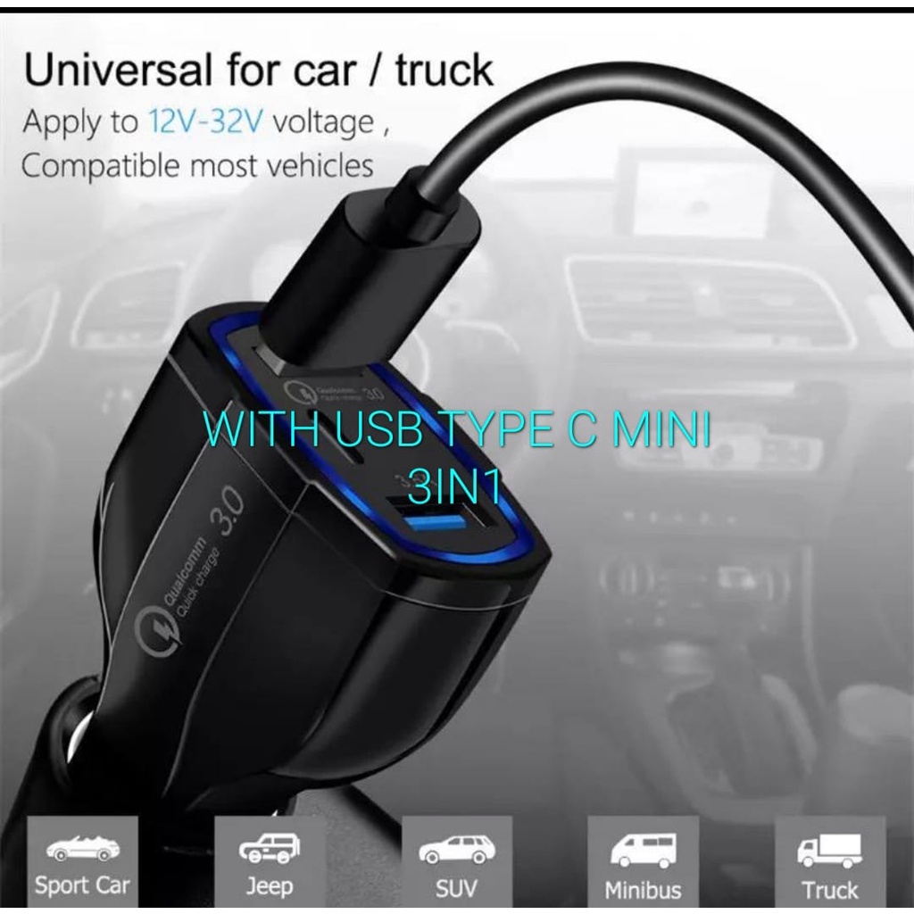 J423 USB TYPE C MINI CAR FAST CHARGER SUPER SPEED CHARGING ADAPTOR MOBIL TRAVEL ADAPTER CAS CASAN ADAPTIVE SERVER SAVER ANDROID HP HANDPHONE QUICK CHARGE PORT UNIVERSAL MULTI ADAPTOR CHARGER VOOC USB TYPE C TIPE SUPER FAST CHARGING HP CAS CASAN TRAVEL